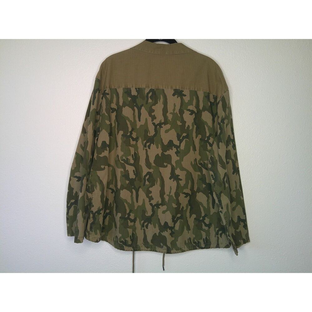 James Perse Army Green Tan Camo Print Zip Band Neck Long Sleeve Jacket 4 / XL - Picture 9 of 16